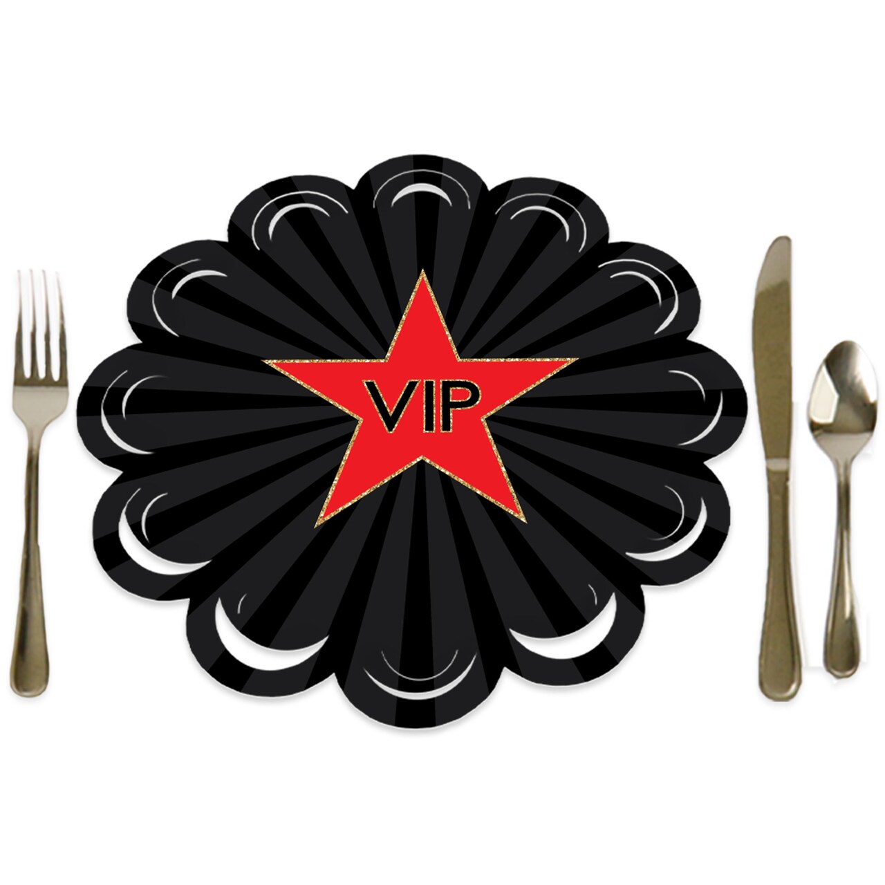 Big Dot of Happiness Red Carpet - Movie Night Party Round Table Decorations - Paper Chargers - Place Setting For 12